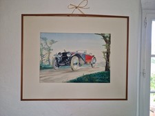 grand tableaux aquarelle ancienne voiture le grand tourisme en 1923 signé 