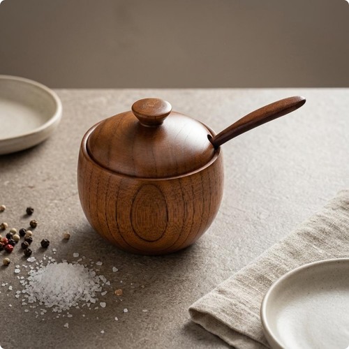 Pot épices bois - Épices, rond