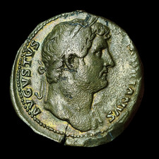 ** RARE Sesterce d'Hadrien, Revers "Roma", 126, RIC.686, TTB+ **