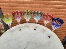 six verres a eau cristal de couleur saint louis modèle tommy