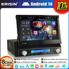 8-Cœurs Android 14 Universal 1 Din Autoradio GPS Navi DAB+ WiFi BT 5.0 4GO+64GO