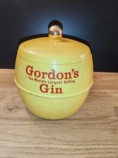Rare Ancien BAC À GLAÇONS, SEAU -GORDON’S GIN . Publicitaire vintage jaune
