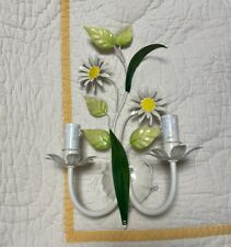 Vintage Toleware Daisy Wall Sconce French Metal Tole Flower Mid century Italian