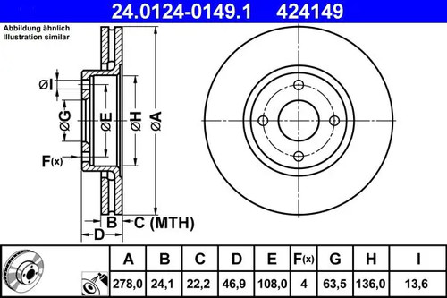 Disque frein ventilé - disque, de
