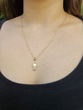 Collier Femme Hamsa Main de Fatma Amulette Mauvais Oeil Plaqué Or Chaine régable