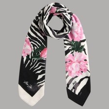 Liu Jo Foulard Noir 120X120 Sctola Imprimé Floral Zébré 2F5075T0300