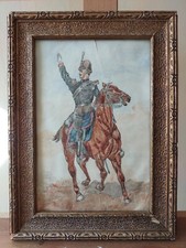 Cadre Aquarelle Chevalier Du 19ème Siècle