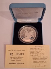 100 Francs Albertville 92 1990 Argent BE Slalomeur avec boitier