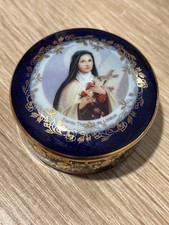 Rarissime boite à bijoux/chapelet Sainte Thérèse de Lisieux porcelaine Limoges