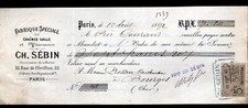 PARIS (XI°) USINE de CHAINES "GALLE & VAUCANSON / Ch. SEBIN" Traite en 1892