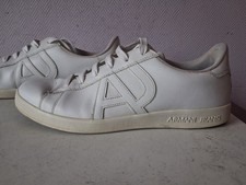 armani jeans baskets homme cuir blanc taille 43.
