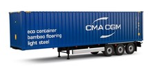 SOLIDO, Remorque porte container 3 Essieux et Container CMA CGM, échelle 1/24...