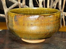 Ancien bol à thé émaillé vert Chawan poterie japonaise cérémonie du thé