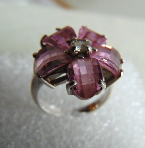 Bague argent 925 fleur rose