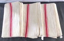 Lot G 3 anciens Torchons Liteau Rouge Lin/Métis 97 x 58 Jamais utilisés