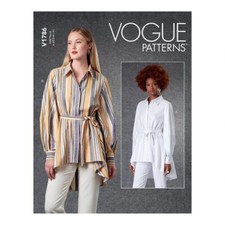 1786 PATRON VOGUE CREATEUR   CHEMISE ORIGINALE  LONGUE AVEC CEINTURE  XS AU XL