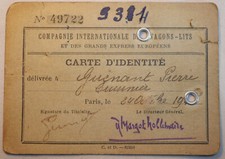 RARE Carte WL 1949 Compagnie Internationale wagons-lits grands express européens