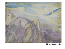 Vieux tableau Croquis Préparatoire Paysage Montagnes Alpes France '900 NZ4