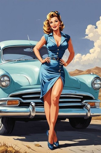 Plaque métal vintage pin up - mÉtal,
