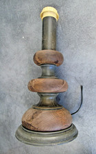 pied de lampe vintage bois tourné et métal. à câbler, bel état. Table bureau