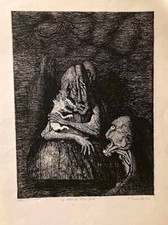 Recondo de Felix gravure originale signée 1970 graveur Le siècle des charognes