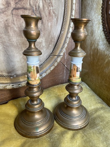 Paire bougeoirs anciens cuivre - anciens,
