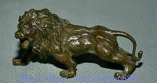 3.2 "collection rare en cuivre rouge chinois sculpté Lin Lion King statue