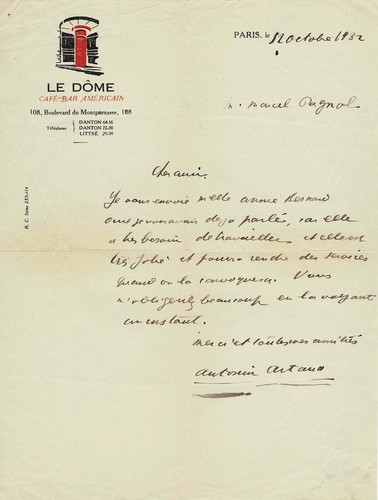 Antonin artaud autographed - artaud,