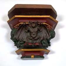 Vintage French Painted Plaster & Wood Wall Shelf Console d’Applique Bat Acanthus