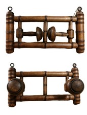 Porte manteau ancien mural bois tourné façon bambou Rétractable 1900's