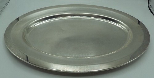 Plat ovale métal argenté - plat, en