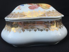 BOÎTE À BIJOUX BONBONNIÈRE EN PORCELAINE LIMOGES À DÉCOR DE FLEURS