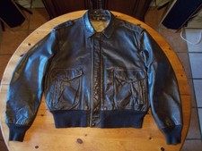 Blouson Flight Jacket SCHOTT USA 674 à soufflets cuir marron vintage Taille 52