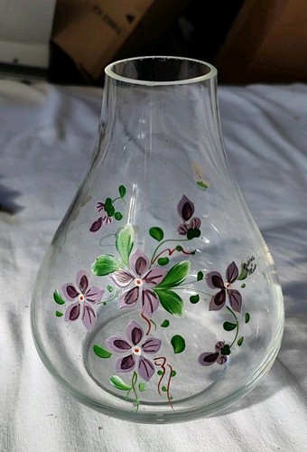 Vase verre décor fleurs - en,