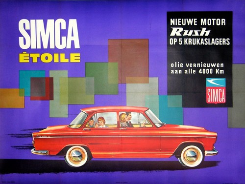 Affiche ancienne simca etoile - ancienne,