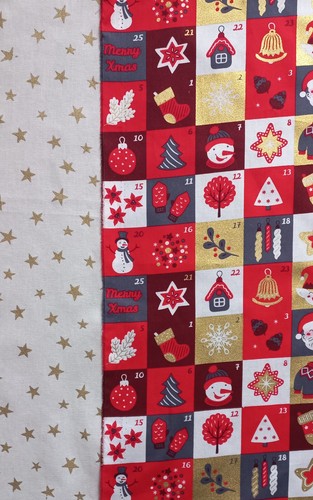 Coupons tissu noel rouge - tissu,