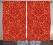 Rouge mandala rustique rideau - rouge,