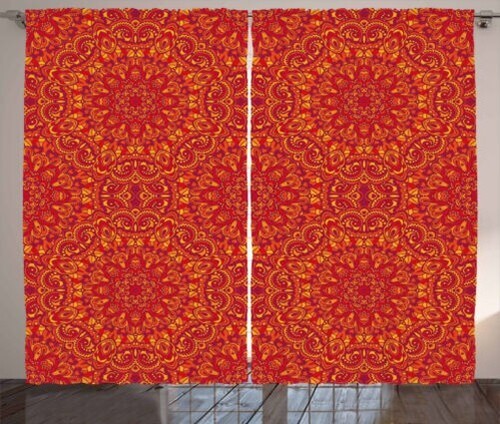 Rouge mandala rustique rideau - rouge,