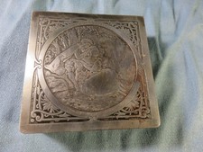 jolie boite en métal arg. décor de motifs stylisés LE PRINTEMPS d'après Boucher