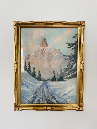 Huile sur bois paysage - , de