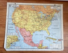 ancienne carte affiche école scolaire VIDAL LABLACHE Etats Unis Mexique