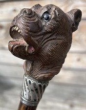 Canne Ancienne Pommeau Chien Bulldog Bouledogue Dog Collection Cane