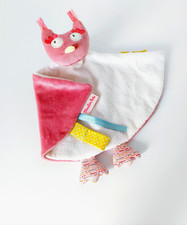 Doudou Plat Chouette Rose Mademoiselle Et Ribambelle Attache Tétine  Moulin Roty