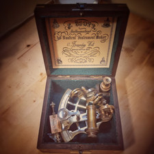 Laiton Sextant W Boîte en