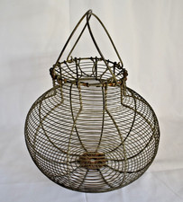 ANCIEN ET GRAND PANIER A ESSORER LA SALADE EN FIL DE FER ART POPULAIRE XIXe