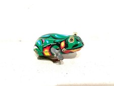 Ancienne Jouet en métal peint Grenouille Mécanique à remontoir