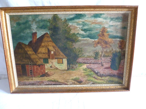 Ancien tableau huile - , toile