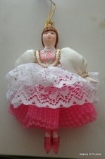 amazing  Russian   CHRISTMAS ornament  traditional costume   5* porcelain face 