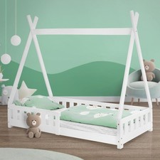 Lit tipi pour enfants blanc en bois de pin avec protection antichute 160x80 cm