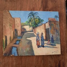 Huile Sur Bois Tableau Ancien Orientaliste